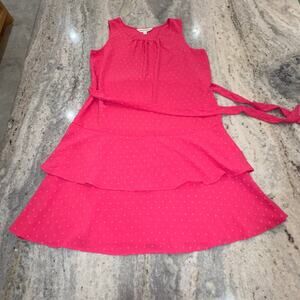 Sugar Magnolia Large Tiered Dress Pink Sleeveless Knee Length